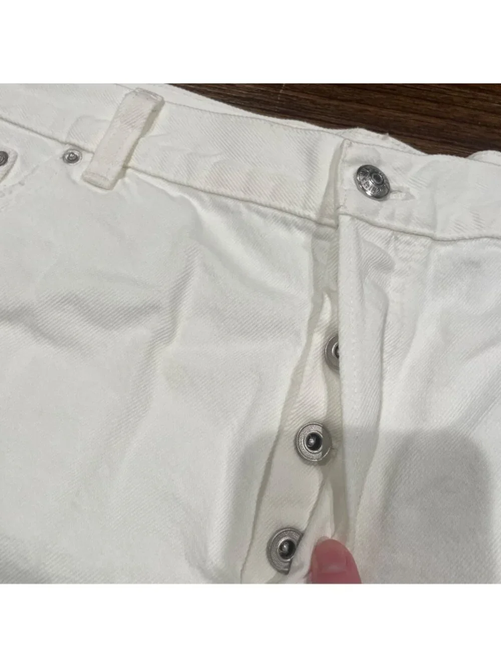NWT Madewell White Denim Short Sz 33 Brynn Long High Rise Relaxed Button Fly 5